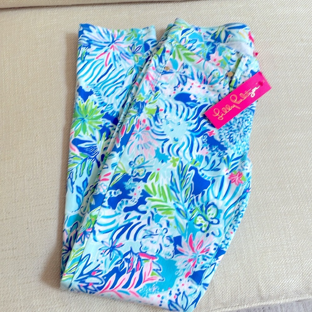 Lilly Pulitzer NWT South Ocean Skinny Coastal Blue Lion Around